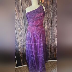 Rene Ruiz Collection Pleated One Shoulder Organza Gown Size 14